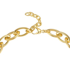 Collana Hip Hop con Catena Spessa Ovale in Acciaio Inossidabile Placcato <span class=keywords><strong>Oro</strong></span> 18K PVD di Alta Qualità P203185 - Product Image 2