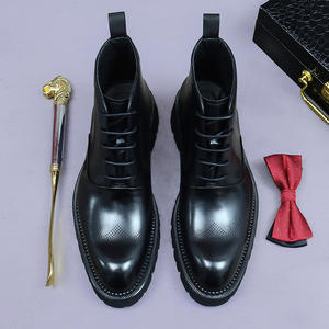 Men's Black Cow Leather <b>Ankle</b> <b>Boots</b> <b>Winter</b> Lace-Up Waterproof Breathable Non-Slip Warm Outdoor Fashion Casual Walking <b>Boots</b> - Product Image 3