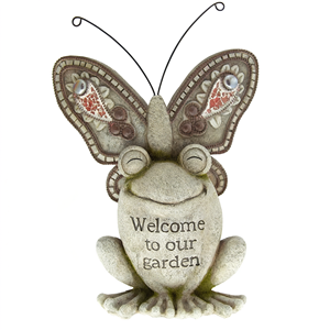 Estatua Decorativa de Mariposa y Rana de Poliresina Etechan, Adorno de Jardín de Resina - Product Image 2