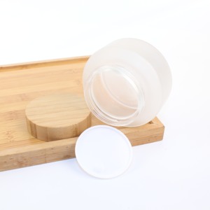 Vendita calda vasetto di crema per il viso smerigliato trasparente 5ml15ml 30ml 50ml 100ml coperchio di bambù contenitori di vetro bambù imballaggio cosmetico BJ10C - Product Image 4