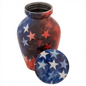 Classic Stars & Stripes Small Mini Urnas de recuerdo de aluminio para cenizas Caja de terciopelo gratis - Product Image 1
