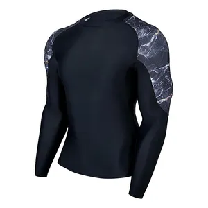 Kunden spezifisch bedruckter UV-Schutz Schnellt rocknende Herren UPF 50 Langarm Rash Guard Water Surf Schwimm hemden Kompression shemd