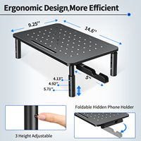 Soporte para monitor Elevadores de monitor de metal Premium con soporte para teléfono