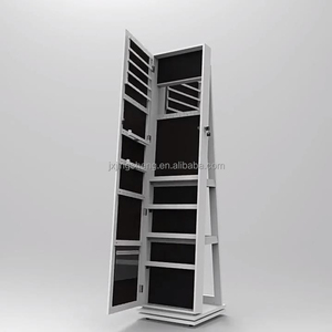 Mobiletto Portagioie Girevole in <span class=keywords><strong>Legno</strong></span> Contemporaneo con Specchio e Ripiano per Soggiorno - Product Image 3