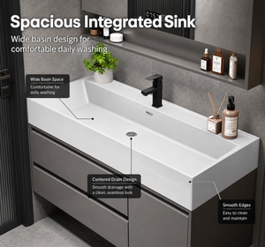 Set <span class=keywords><strong>Mobile</strong></span> <span class=keywords><strong>Bagno</strong></span> Moderno in Legno Massello di Lusso con Lavabo Sospeso - Product Image 4