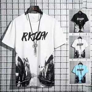 2024 Set abbigliamento sportivo estivo da uomo Casual ad asciugatura rapida con tessuto a <span class=keywords><strong>maglia</strong></span> sottile stampato a maniche corte T-Shirt traspirante personalizzata - Product Image 3