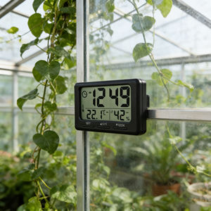 Thermomètre et hygromètre à aspiration magnétique à écran LCD haute précision avec horloge numérique et alarme de température pour la <span class=keywords><strong>maison</strong></span> et la serre - Product Image 3