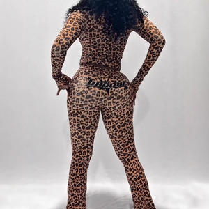 Set di lettere leopardate a caldo <span class=keywords><strong>2</strong></span> pezzi completo donna manica lunga con cappuccio top e Leggings abiti autunno 2025 donna - Product Image 4