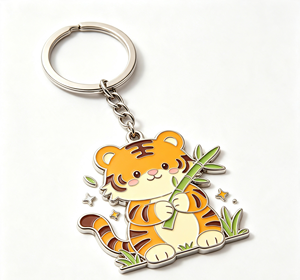 <b>Custom</b> Metal Enamel Tiger Key Chain Cartoon Pin Badges Silver Ring Chain Gift Accessory - Product Image 2