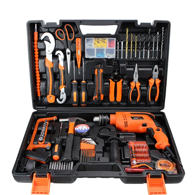 Home Hardware Power Tools Kits Screwdriver Combination Toolbox Household Repair Toolkit Electric Drill Tool Box Hand Tool Set