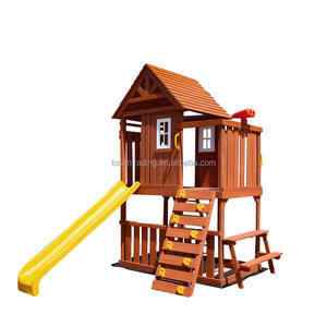 Maisonnette en bois pour enfants avec toboggan et échelle d'escalade - Ensemble de jeux d'extérieur pour tout-petits avec télescope de jeu et banc - Product Image 6