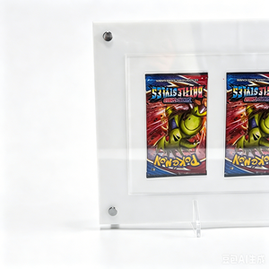 Clear Acrylic 4-Slot Card Display <b>Frame</b> Horizontal <b>Floating</b> Shelf with Magnetic Closure - Product Image 5