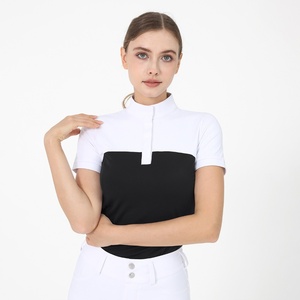 <strong>Short</strong> <strong>Sleeves</strong> Equestrian Color Blocking <strong>Base</strong> <strong>Layers</strong> for Summer Stretchy Equitation Clothing Horse Riding Tops T-Shirts Women - Product Image 4