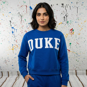 Sudadera con Capucha de Felpa DUKE BLUE con Cierre de Media Cremallera, Bordado en Gris, Cuello Ancho, CLUSH SPORTS, 100% Algodón, Impresión Digital de Invierno - Product Image 1