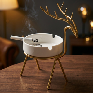 Cendrier en métal Nordic Gold Deer, incassable, en fer, support de cigarettes en forme d'animal, plateau décoratif de luxe pour salon et bureau, pour cigares - Product Image 5