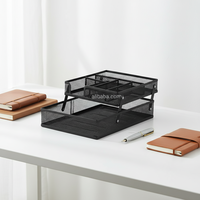 Fabricante Directo, Bandeja de Almacenamiento de Metal Ajustable A4 A5, Personalizable, Organizador de Escritorio Multifuncional para Oficina, Juego de Porta Cartas