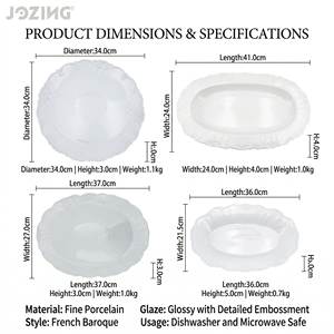 Assiettes de présentation en <span class=keywords><strong>porcelaine</strong></span> gaufrée écologique à motif végétal pour mariages et fêtes - Prix de gros - Product Image 6