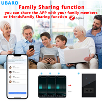 Interrupteur mural tactile intelligent UBARO Zigbee 2 gangs unipolaire en verre ABS pour Alexa Google Home Type 118