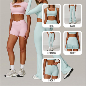 Set di Yoga con cintura a vita incrociata e traspirante per sport all'aria aperta due pezzi Yoga Set semplice Sexy e dimagrante - Product Image 3