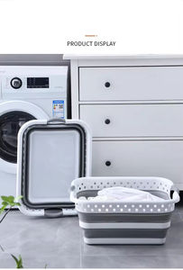 Panier à <span class=keywords><strong>linge</strong></span> pliable en plastique, gain de place, pliable, pour le transport et le <span class=keywords><strong>rangement</strong></span> des vêtements sales à la maison - Product Image 2