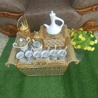 Table à café rectangulaire traditionnelle éthiopienne en métal durable 2026, ensemble plateau à thé de luxe Habesha Rekebot