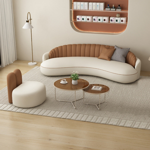 Divano Curvo Stile Crema per Reception di Saloni di Bellezza, Negozi di Abiti da Sposa, Piccoli Appartamenti, Forma Creativa Speciale per <span class=keywords><strong>Soggiorno</strong></span> - Product Image 3