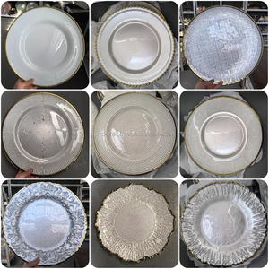 Assiette de présentation en verre gaufré vert de 13 pouces, qualité alimentaire, pour mariage et réception, vente en gros, style glamour - Product Image 6