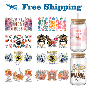 Profit King 48H Prêt à expédier Lot mixte Blessed Mom Butterfly Floral UV DTF Transfer Sticker Cup Wraps Rub On Transfer Decals - Product Image 1