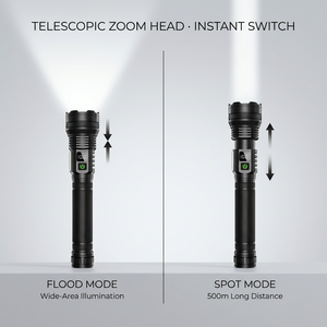 Lampe torche LED WOSEN Powerful 7070, laser blanc, portée 1000 m, 10000 mAh rechargeable, affichage numérique, lampe de recherche tactique - Product Image 5