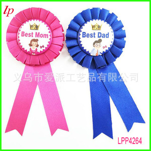 Meilleur badge ruban maman et papa, rose rouge, bleu, en métal, accessoires pour fête de la fête des mères LPP4264 - Product Image 1