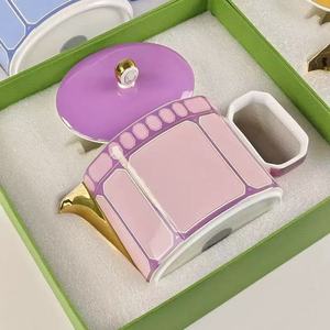 Bone China Coffee Cup Saucer Set Eco Friendly Porcelain European Luxury 5 Piece Tea Set Gift Box <b>Wedding</b> Hotel Home Use - Product Image 3