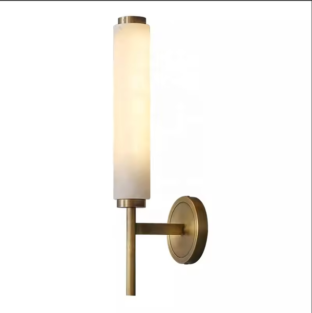 Copper Modern Minimalist LED Wall Sconces with Marble Shade for Bedroom Living Room High CRI 90 Nordic Luxury Lighting