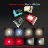 Luz de clip para sombrero controlada por voz, carga TYPE-C, Faro de detección de luz amarilla cálida con luz roja para pesca nocturna