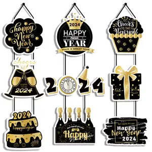 2024 Neujahr Tür dekoration Frohes Neues Jahr Thema Party Kuchen Geschenk box Serie Party Dekoration Tür hänger
