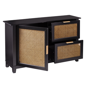 Modern Design Living Room Wooden Storage Rattan Cabinet