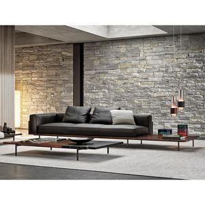 Canapé moderne en cuir Mobilier de salon Style italien Canapé en bois - Product Image 2