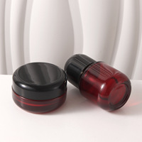 Juego de Envases Cosméticos de Vidrio Recargables con Logotipo Personalizado, Elegantes Botellas y Frascos Rojos con Tapa de Cúpula Negra para Suero, Aceite Esencial y Crema Hidratante