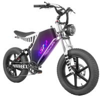 Vélo électrique de montagne pour adultes à pneus larges de 20 pouces, moteur sans balais 1000W longue portée, 7 vitesses, batterie lithium 48V 19AH amovible, cadre en aluminium, double suspension
