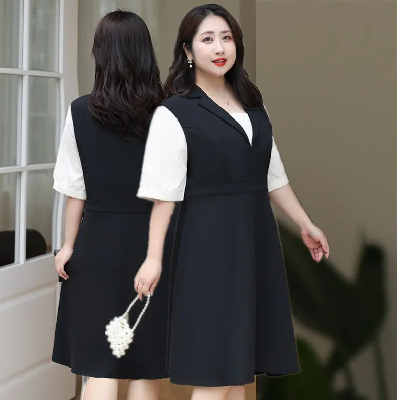 Wholesale Women's style Large size 8XL Black Office Formal Professional dress