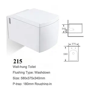 Wall Mounted Water Closet Bathroom Hanging Wc Modern Square Ceramic Gravity Flushing P-trap Wall Hung Toilet Commode