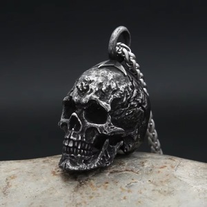 Collar con colgante de calavera de acero inoxidable yunnique, joyería de cadena de estilo Punk para hombre, cadena de hueso de dragón de 60cm, colgante individual A0200 - Product Image 4