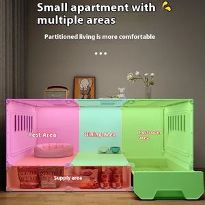 Küçük daire ev kedi Villa kafes bir oda bir salon bir banyo yuva tuvalet düğmesi plastik yerden tasarruf kapalı kedi - Product Image 4