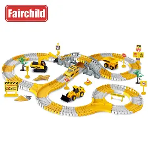 Electric Construction Railway Slot Car 255PCS Battery Operated Engineering Assemble Track For Kids
