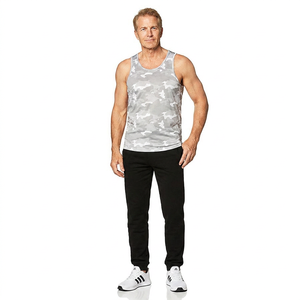 Débardeur personnalisé 100 % coton, impression par transfert thermique, respirant, col en V, vêtements de fitness pour hommes, été, gym - Product Image 1