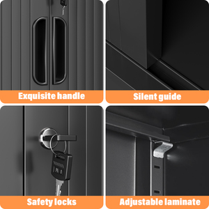 Promotion : Armoire de classement métallique moderne noire à 2 portes coulissantes à volets roulants en acier - Product Image 6