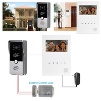 Visiophone Connecté 4 Fils Kit Interphone Vidéo Filaire avec écran Couleur 4.3"Portier Vidéo pour Une Famille Sonnette de Camera