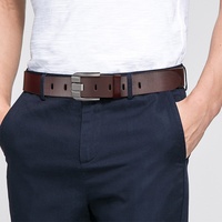 Cinturón Casual de Cuero Vacuno para Hombre, Longitud Personalizada, Hebilla de Pin, Reversible, Estilo Moderno, para Negocios, Venta al por Mayor/Menor, Stock, Jóvenes