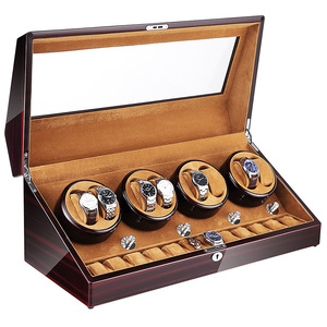 Scatola Carica Orologi Deluxe Organizzatore per Orologi Meccanici Cassa in Legno Laccato a Pianoforte Movimento Automatico Rotante - Product Image 1