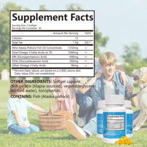 Capsules d'huile de poisson végétalienne de haute mer OEM ODM GMP pour adultes, EPA <span class=keywords><strong>DHA</strong></span> Oméga-3, améliore la mémoire, le sommeil, renforce l'immunité, 60 gélules molles, 24 mois - Product Image 3