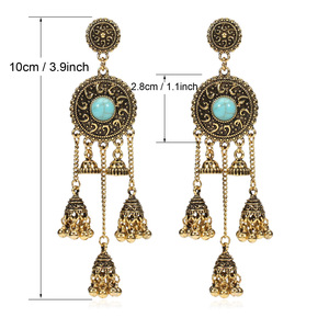 Bohemian Turquoise Drop <b>Earrings</b> Alloy <b>Tassel</b> Women's Party Jewelry Fashion Statement <b>Earrings</b> - Product Image 2